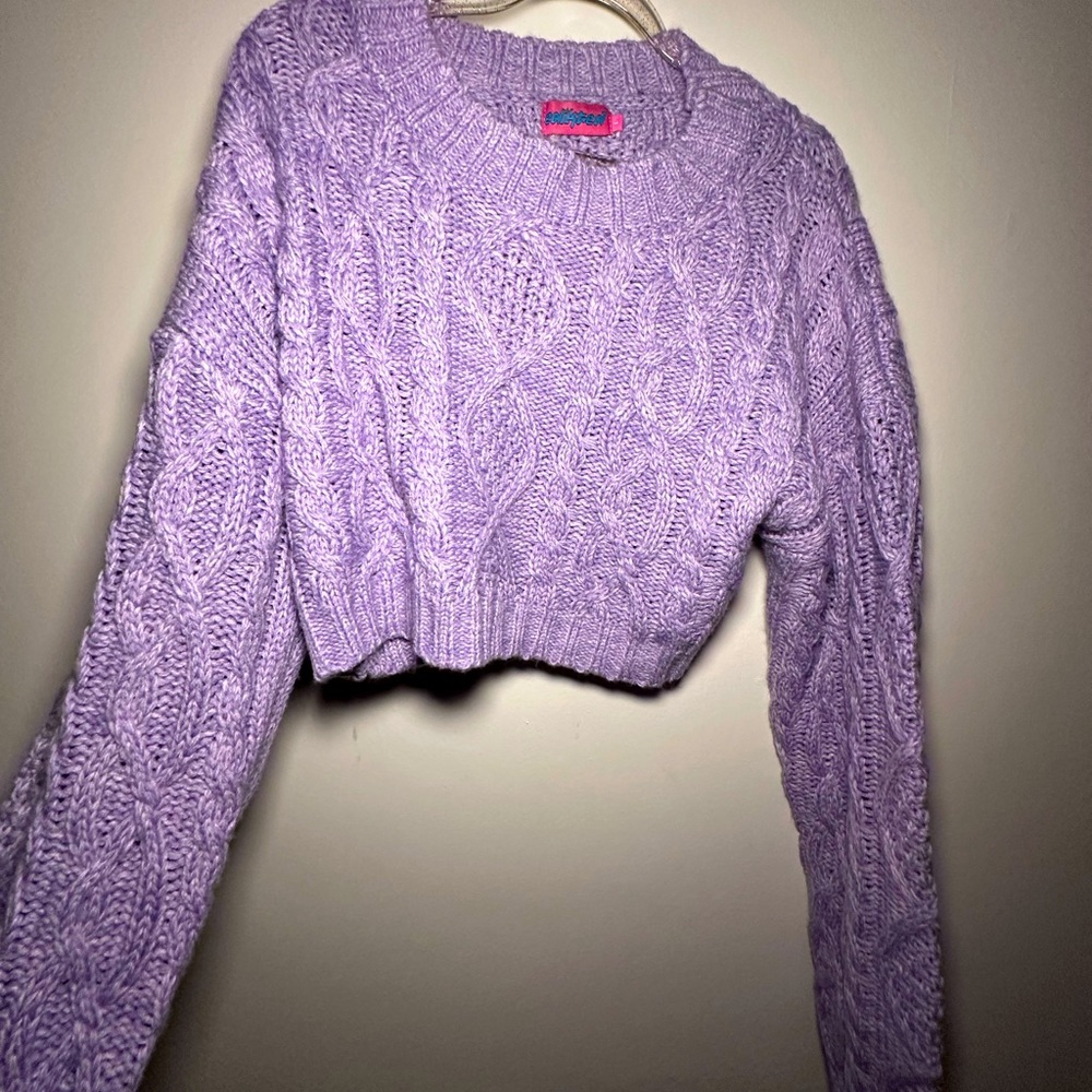 Womens large purple cropped sweater long sleeves